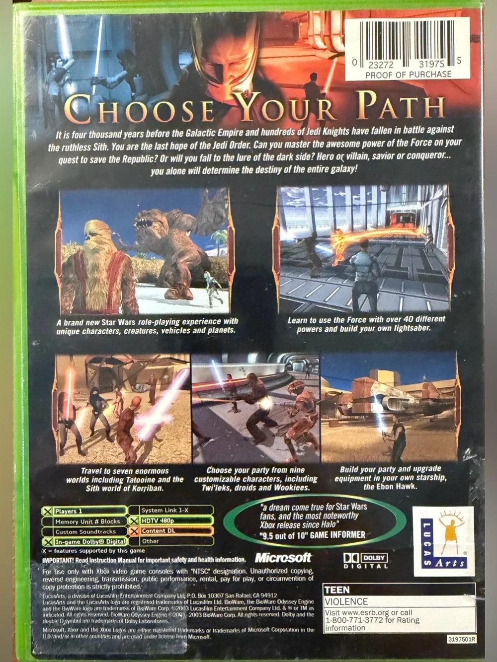 Xbox 360 Star Wars Knights of the Old Republic Game